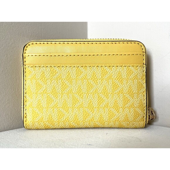 New Michael Kors Jet Set Travel Medium Card Case Wallet Daisy Yellow - Picture 3 of 4